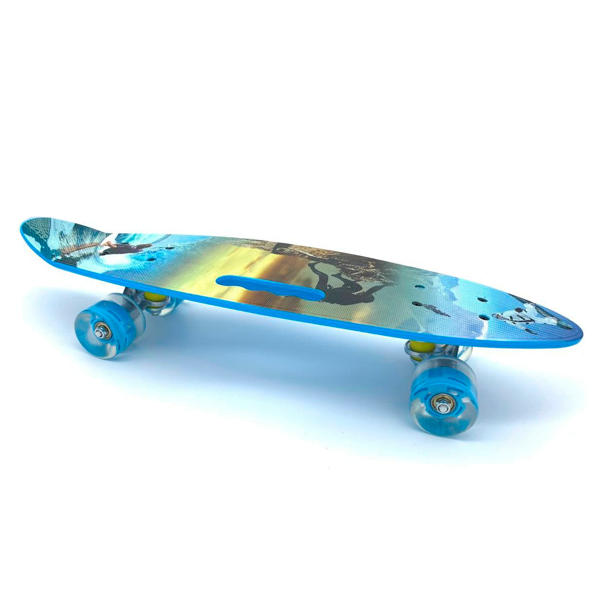 Мини-круизер скейт 24 дюйма с ручкой и светящимися колесами S00526 (спорт)
