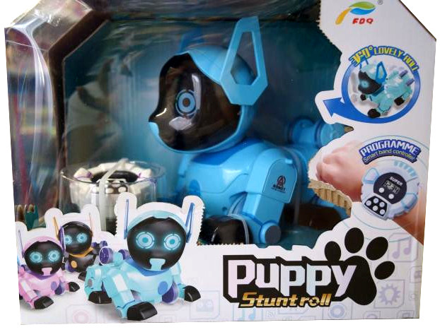Робот-Собака "Puppy Stunt Roll" + часы пульт управления (голубая)
