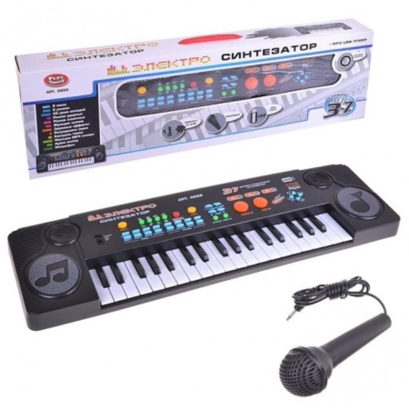 Детский электронный синтезатор-пианино 0888 с микрофоном, MP3, FM радио, 37 клавиш