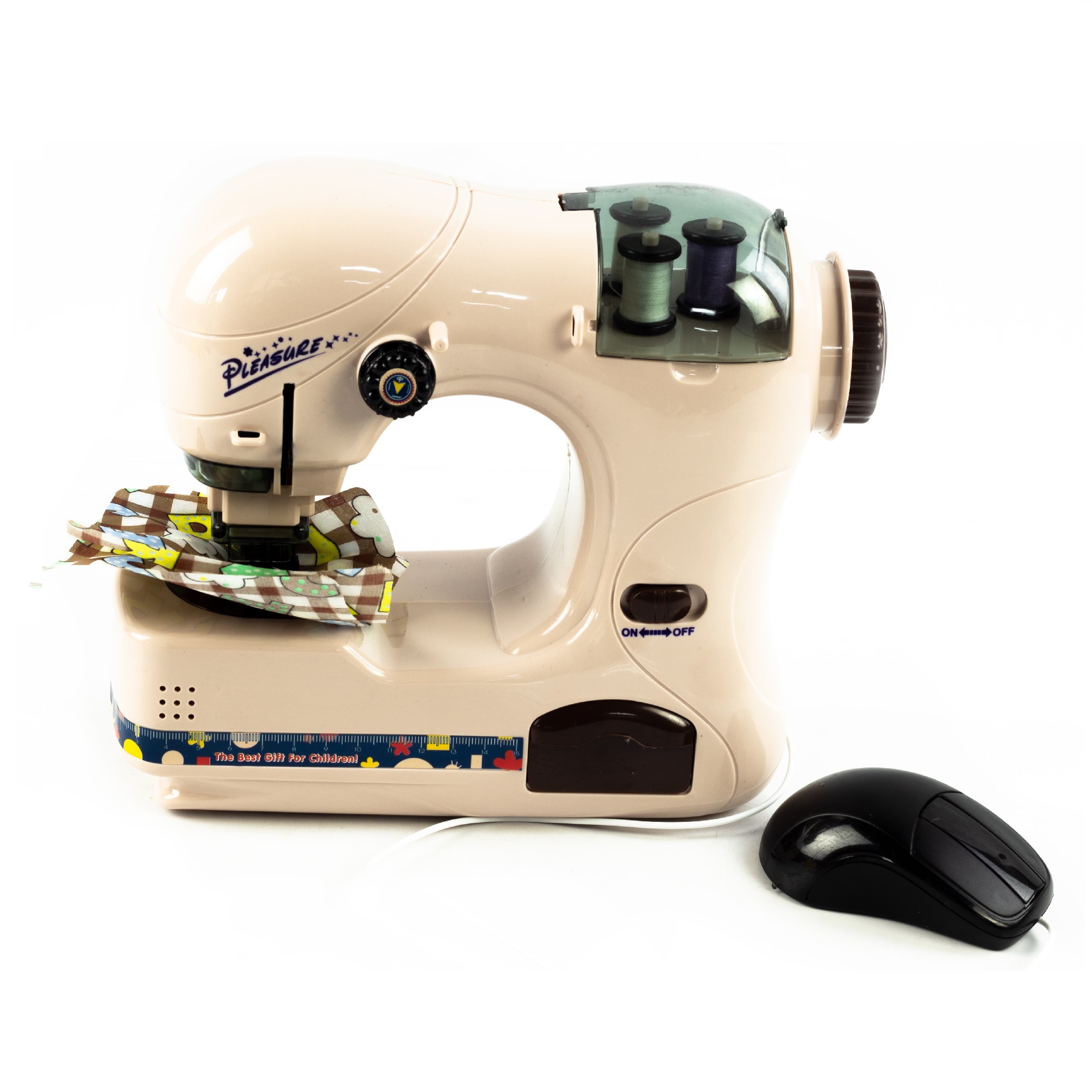 Игрушечный набор бытовой техники «Швейная машина» с нитками и мышкой для включения (6739A)