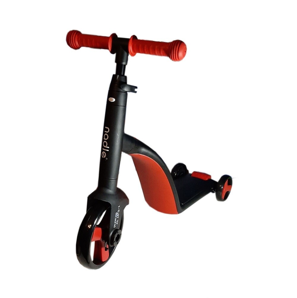Детский трехколесный трансформер 3в1 Nadle, самокат-беговел-велосипед (красный)