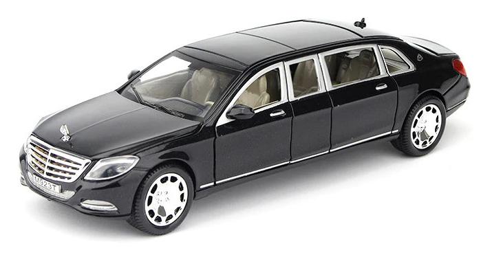 Коллекционная модель машинки - представительский седан MAIB, открываются капот, багажник, двери, свет, звук, инерционная 19см (черный)