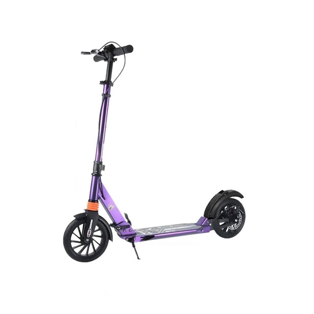 Самокат Urban Scooter с ручным дисковым тормозом, 2 амортизатора, 200мм (фиолетовый)