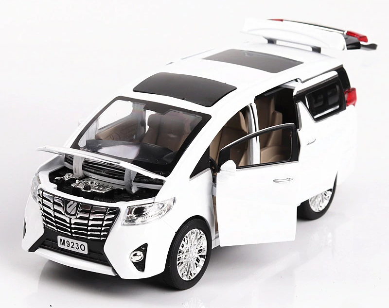 Коллекционная модель машинки - микроавтобус ALF, открываются капот, багажник, двери, свет, звук, инерционная (белая)