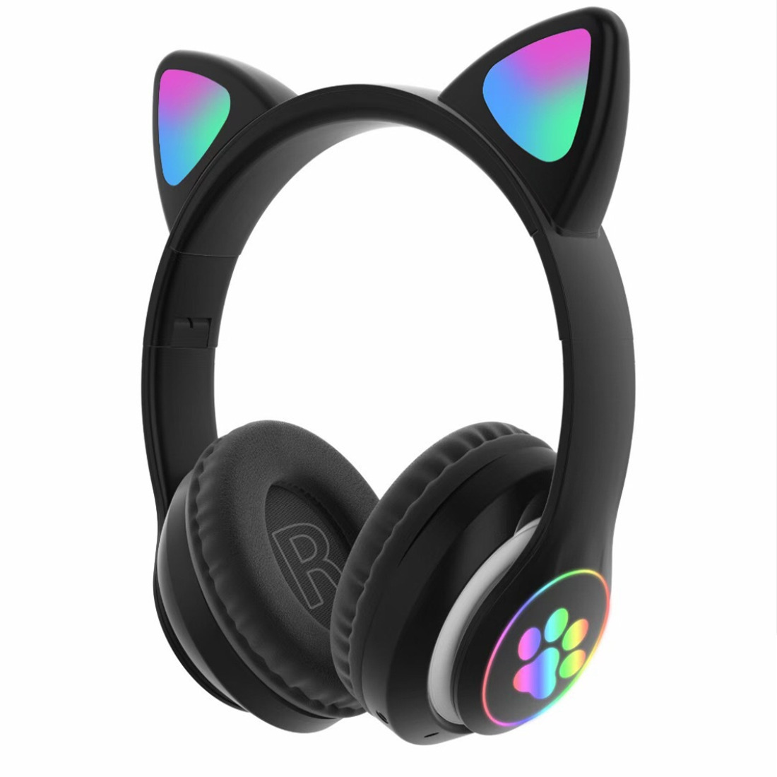 Беспроводные наушники со светящимися ушками Cat Ear STN-28 с Bluetooth, MP3, FM, AUX, Mic, LED (чёрный)