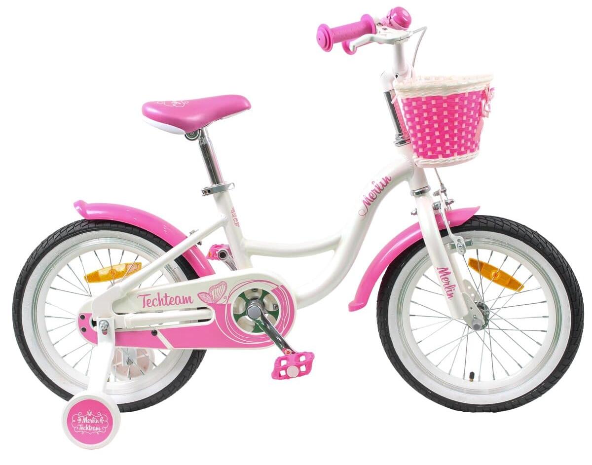 Детский велосипед Tech Team Merlin 16" (бело-розовый)
