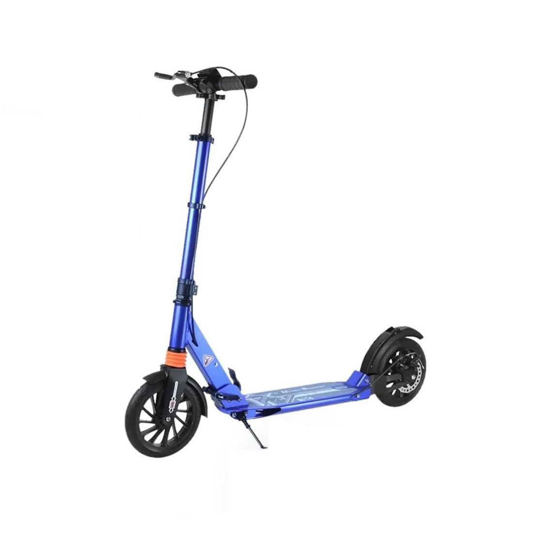 Самокат Urban Scooter с ручным дисковым тормозом, 2 амортизатора, 200мм (синий)