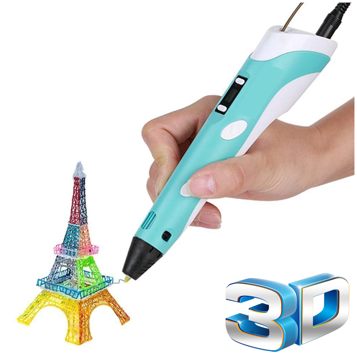 3D ручка 3DPEN-2 с LCD дисплеем голубая